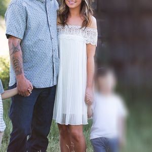 Vici white lace off shoulder dress